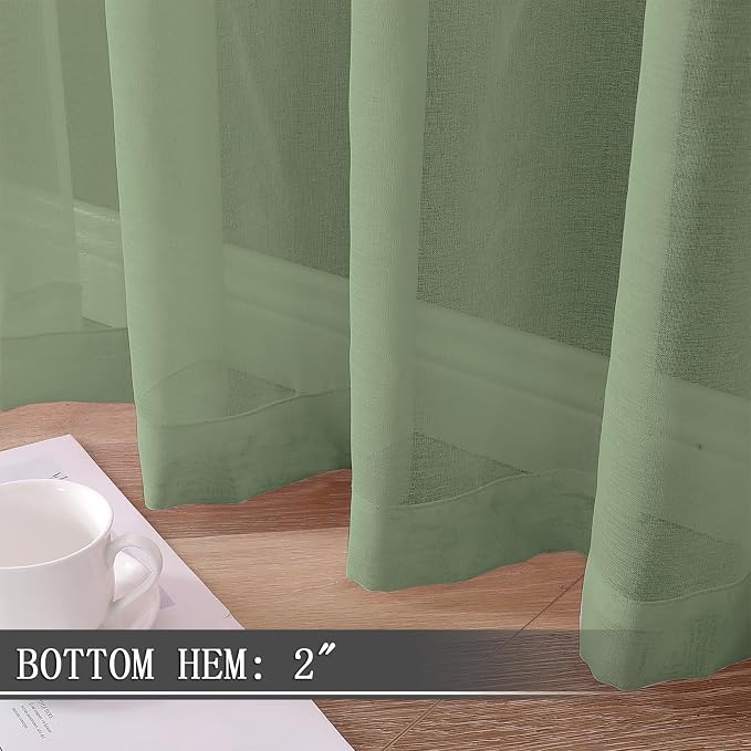 Tollpiz Sheer Curtains Linen Textured Bedroom Curtain Sheers Light Filtering - Image 4
