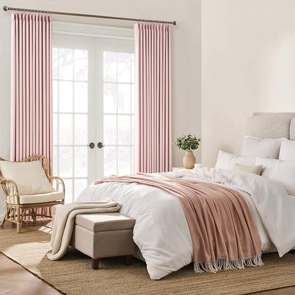 Pinch Pleated Pink Blackout Curtains Short 2 Panels Set 45 Inch Length - Image 4