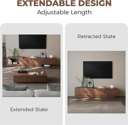 Extendable TV Stand for 65-100 Inches TVs – Walnut Entertainment Console - Image 4