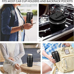 12oz Travel Coffee Mug Spill Proof, Insulated Coffee Mug with Lid, Leakproof Coffee Tumbler,Stainless Steel Vacuum Coffee Cup for Hot/Cold Drinks, Reusable Thermal Coffee Cup -380ml,Black