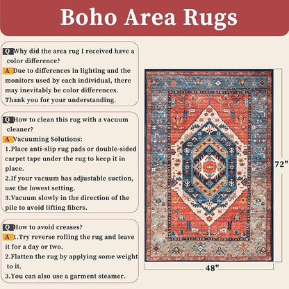 SERISSA 4x6 Washable Non Slip Boho Area Rug - Image 2