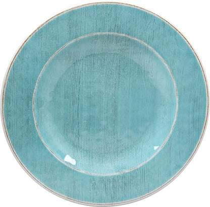 Carlisle FoodService Products Grove Reusable Plastic Plate Salad Plate with Rim for Home and Restaurant, Melamine, 9 Inches, Aqua, (Pack of 12)