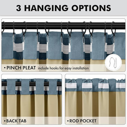 MIULEE 100% Blackout Linen Curtains 42 x 108 Inch Stone Blue 2 Panel | Thermal - Image 5