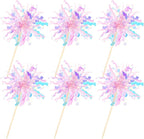 30 PCS Foil Firework Cupcake Toppers Sparkle Tinsel Cupcake Picks Happy Birthday Cake Toppers Drink Stirrers Cocktail Food Fruit Toothpicks for Baby Shower Wedding Party Decorations Supplies Pink