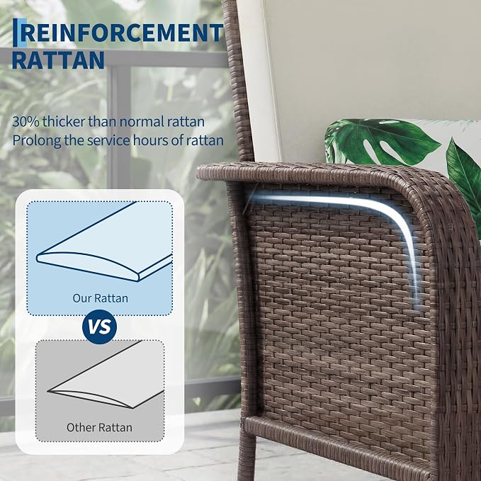 2-Piece Outdoor Patio Furniture Set, All-Weather Rattan Chairs - Image 3