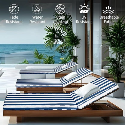Outdoor Chaise Lounge Cushions for Patio, Waterproof Replacement Seat Cushions - Image 2