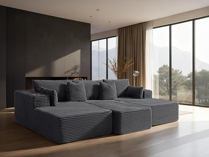 108" Cloud Sectional Couch, Comfort Sleep Sofa by VYUXWO