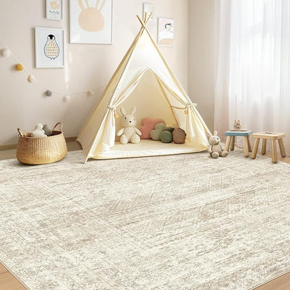 UERMEI Square Area Rugs : Washable 8x8 Neutral Modern Abstract Carpet - Image 6