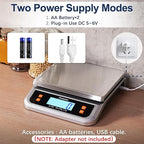 88lb Food Scale, Commercial Kitchen Scale Plug-in Usable with Full View LCD Display, Stainless Steel, for Baking, Bread, Cooking, Meat, Vegetables, Farm, Industry LC200