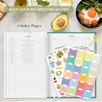 Lanpn Blank Recipe Book Cookbook for 70 Recipes, B5 Waterproof Empty Recipe Notebook to Organize Your Family Recipes, Leather Cooking Journal with Stickers to Write in Your Own Recipes, Green