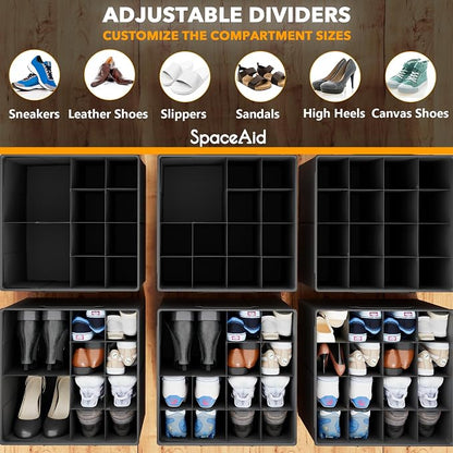 SpaceAid Shoe Organizer for Closet, 2 Pack Foldable Shoe Storage Containers - Image 3