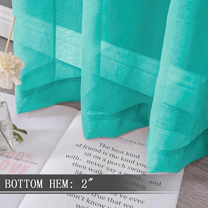 Tollpiz Sheer Tier Curtain Linen Textured Half Kitchen Curtains Sheer Light - Image 4