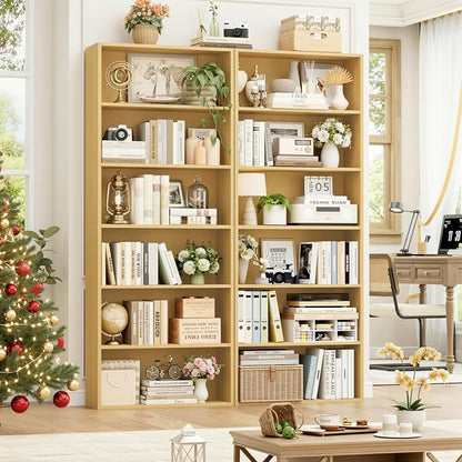 FOTOSOK 6-Tier Open Bookcase and Bookshelf Set of 2, Freestanding Display - Image 2