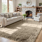 5x7 Fluffy Shag Area Rugs for Living Room Bedroom: Soft Carpet Gray Camel | by CarpetAddColortoYourLife