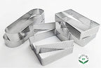 NewlineNY Stainless Steel 6 Pcs Perforated Oval, Rectangular, Square Tart Rings Molding Plating: 2 of each (5" x 1.5") + (4" x 1.5") + (2.8" square) x (0.8" H) Sizes