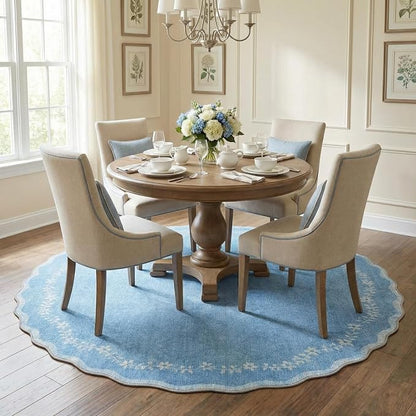 GarveeHome Round Rugs 4ft Scalloped Washable Small Circle Rug - Image 4