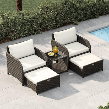 Garvee 5-Piece Outdoor Patio Conversation Set, PE Rattan Wicker Patio Furniture - Image 8