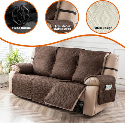 Genina Waterproof Reclining Couch Cover 3 Seat, Recliner Sofa Covers Non-Slip - Image 7