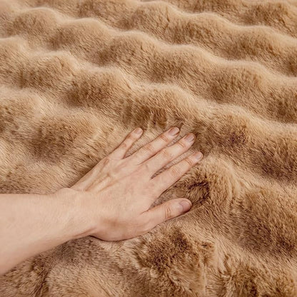 Coffee Rabbit Plush Rug 2'x3', Fluffy Shaggy Area Rug - Image 6