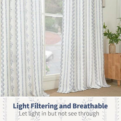 BGment Short Navy Blue Vintage Floral French Country Curtains 54 Inch Length - Image 6