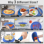 KooMall 12 10 8 Inch Multi-use Microwave Mat, Trivet, Pot Holders, Drying, Baking, Place Mat, Utensils Rest, Silicone Cover Pad for Hot Pot Pans Bowls Plates Dishes Kitchen Counter,Heat Resistant,Blue