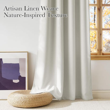 NICETOWN Faux Linen Natural Blackout Curtains 84 inches Long - Image 3