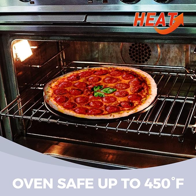 HONGBAKE 14.8 Inch Pizza Pan with Holes, 2 Pack Non-Stick Pizza Pan for Oven, Carbon Steel Perforated Pizza Tray, Crispy Pizza Set, Round Baking Sheet for Frozen & Homemade Pizza, Grey