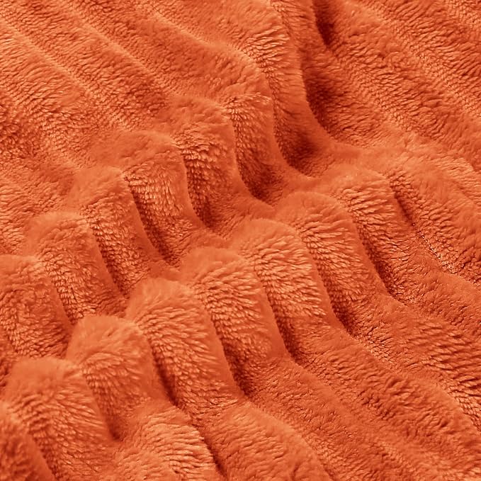 BEDELITE 3D Ribbed Burt Orange Fleece Twin Fall Blanket - Image 5