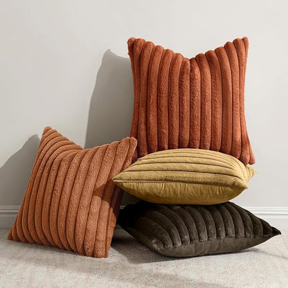 MIULEE Fall Rust Orange Faux Fur Plush Decorative Throw Pillow Covers18x18 | - Image 6