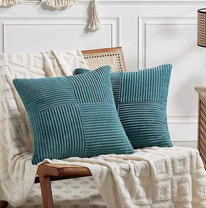 Fancy Homi 2 Packs Teal Big Decorative Throw Pillow Covers 24x24 Inch by Fancy+Homi