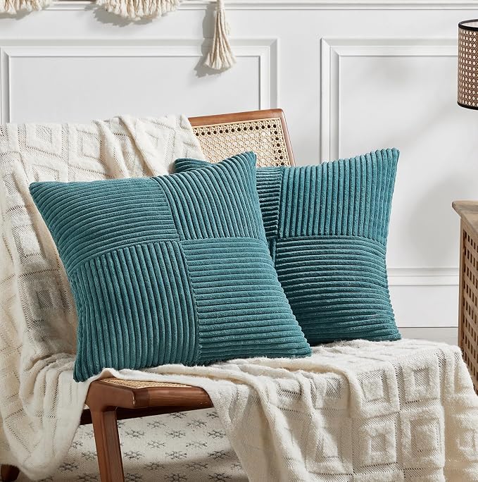 Fancy Homi 2 Packs Teal Samll Decorative Throw Pillow Covers 14x14 Inch by Fancy+Homi