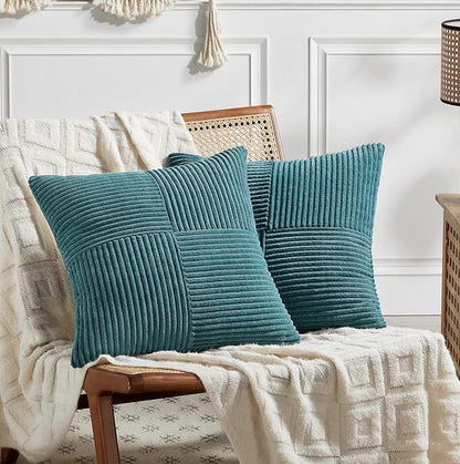 Fancy Homi 2 Packs Teal Decorative Throw Pillow Covers 22x22 Inch by Fancy+Homi