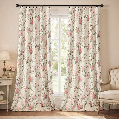 Vintage Floral 100% Blackout Curtains 84 Inch 2 Panels | Farmhouse Vintage - Image 2