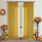 Mustard Yellow Pleated Semi Sheer Linen Curtains 96 Inches Long 2 Panel Set | by Twodrapes