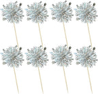 Ephlyn 30Pcs Foil Firework Cupcake Toppers Party Birthday Cake Toppers Supplies Sparkle Tinsel Cocktail Fruit Toothpick for Birthday Wedding Graduation Party Silver