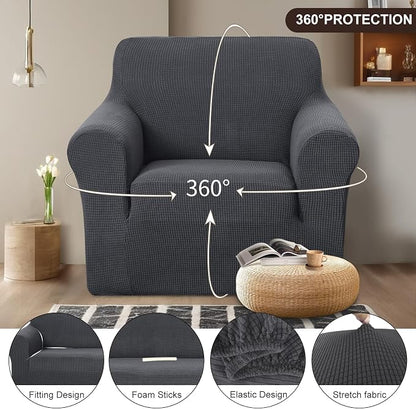 U-NICE HOME Stretch Recliner Chair Cover Armchair Slipcover, Dark Grey | - Image 3