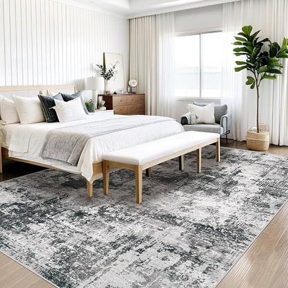 8x10 Area Rugs Washable Rug: Abstract Neutral Rugs Modern Non Slip Area Rug - Image 4