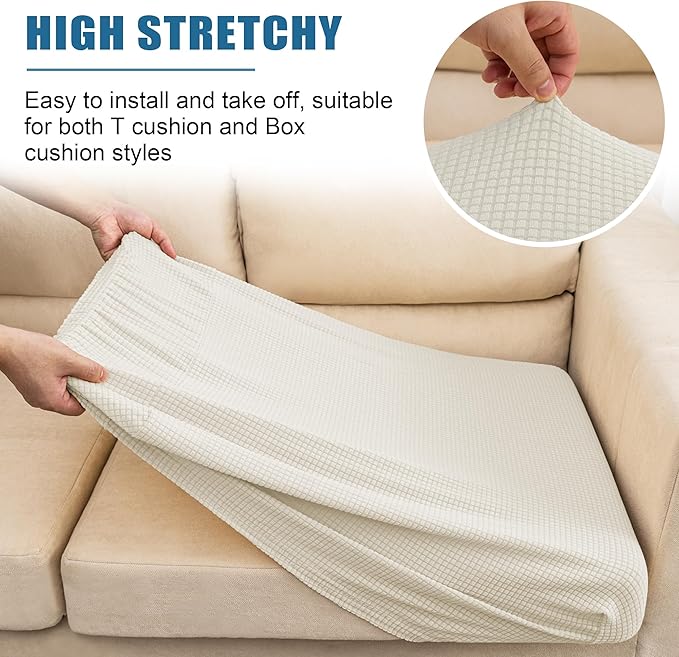 Water Repellent Couch Cushion Cover Loveseat Cover, Stretch Sectional Sofa Seat - Image 6