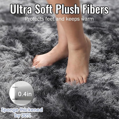 Dark Grey Large Area Rugs for Living Room Carpet, 8x10 Rug, Big Fluffy Modern - Image 2