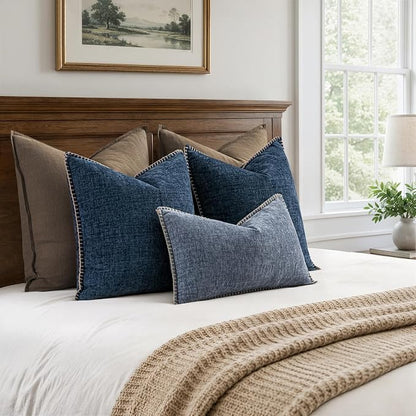 MIULEE Decorative Lumbar Throw Pillow Covers 12x20 in Dark Grey Blue 2 Pack | - Image 6