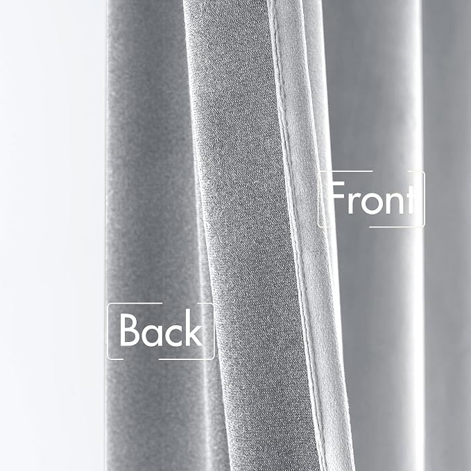MIULEE Greyish White Velvet Blackout Curtains 52x90 inches 2 Panels | Luxury - Image 6