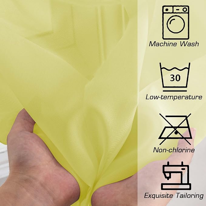 Lemon Sheer Curtains for Bedroom Living Room 96 Inches Long 2 Panels Set - Image 5