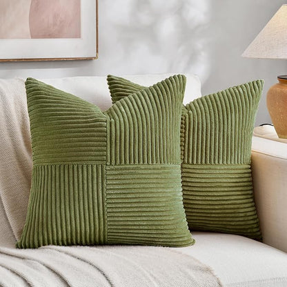 Fancy Homi 2 Packs Moss Green Decorative Throw Pillow Covers 18x18 Inch by Fancy+Homi