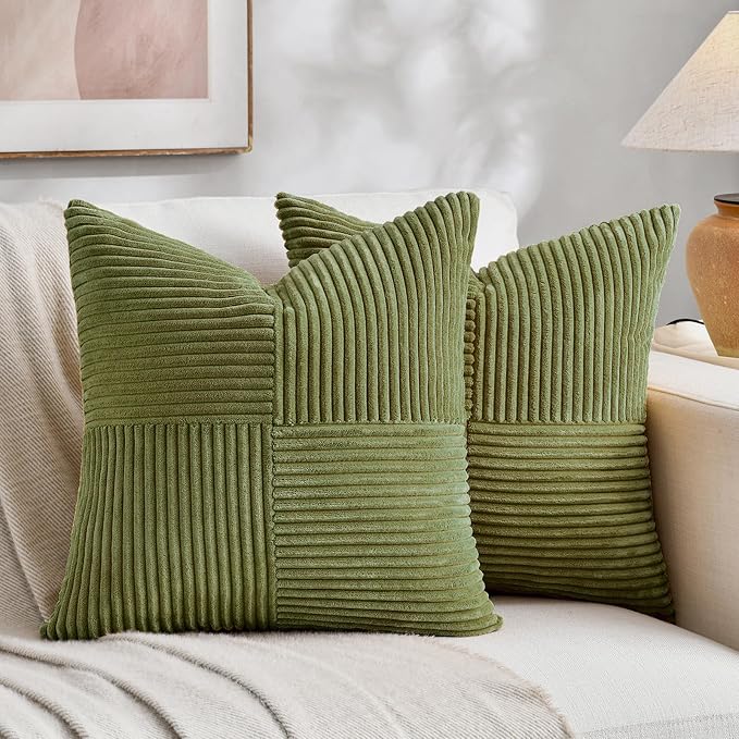 Fancy Homi 2 Packs Moss Green Samll Decorative Throw Pillow Covers 14x14 Inch by Fancy+Homi