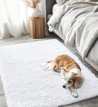 OLANLY 4x4 Machine Washable Accent Rug, Soft Fluffy Shaggy Area Rug - Image 3