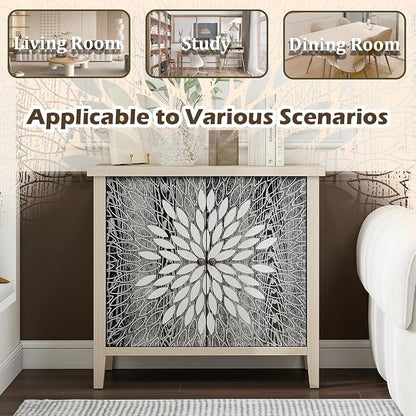 31" Modern Accent Cabinet with Storage, Storage Cabinet with 2 Carved Pattern - Image 5