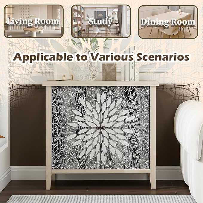 31" Carved Sideboard Buffet Cabinet - Image 5