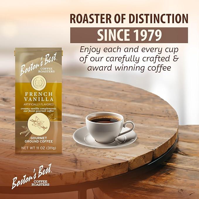 Boston’s Best Coffee - French Vanilla Delicious Gourmet Premium Ground Coffee, 11 oz. / 311 g Coffee Bag