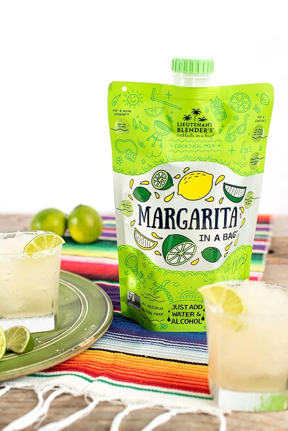 Lt. Blender's Margarita in a Bag - Margarita Mix - Each Bag Makes 1/2 Gallon of Frozen Margaritas – Non-GMO Cocktail Mix - No Blender Needed – Add Liquor, Wine or as a Mocktail (Pack of 4)