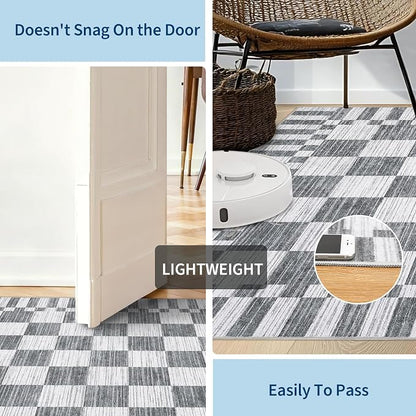 GarveeHome 8x10 Area Rugs Geometric Washable Modern Grey Checkered Rug | - Image 7